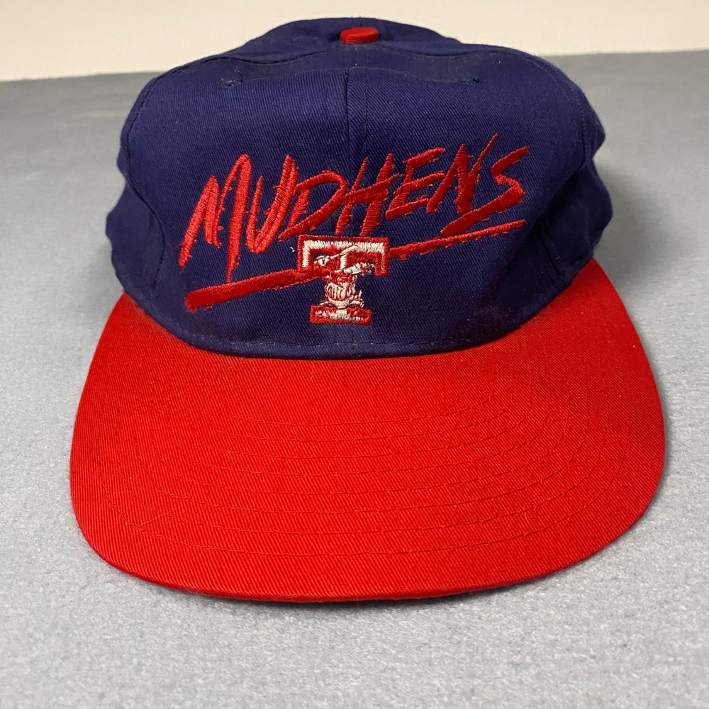 Vintage Toledo Mud Hens Snapback Hat Navy Red Designer‎ Award MiLB Baseball Cap